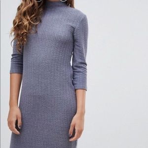 Jacqueline de Yong ribbed blue gray dress
